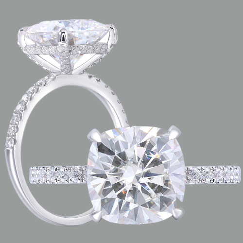 Cushion Cut Moissanite Engagement Ring