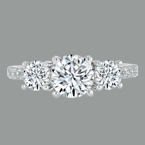 1.20ct Round Cut Moissanite 3 stone Engagement Ring