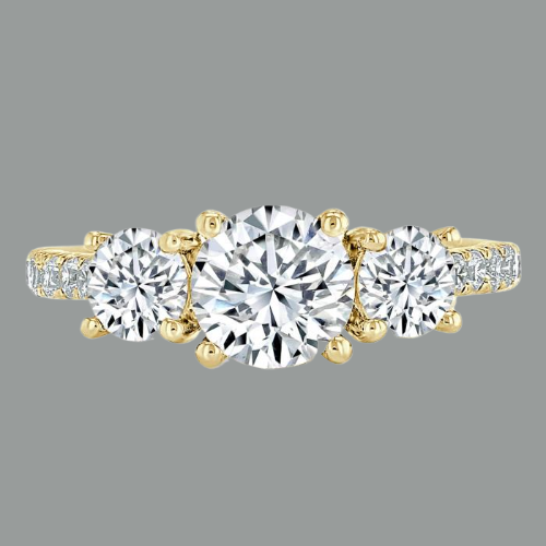 1.20ct Round Cut Moissanite 3 stone Engagement Ring