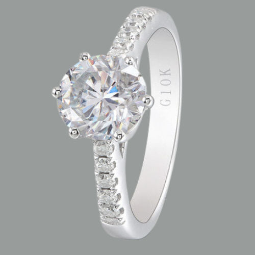 Round Cut Moissanite, Classic 6 Claw Engagement Ring