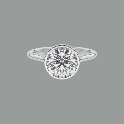Round Cut Rub-over Moissanite Engagement Ring