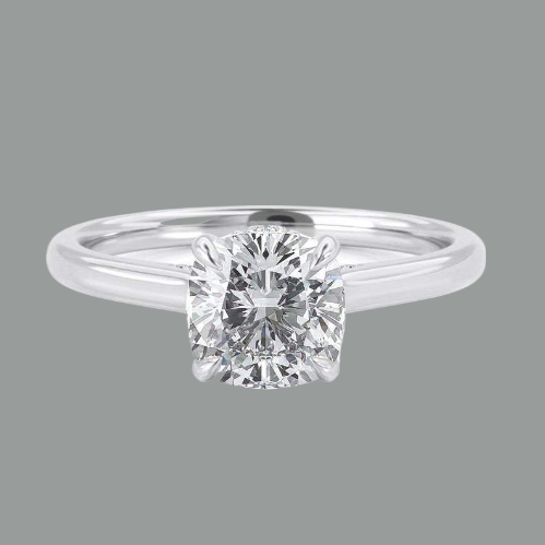 Cushion Cut Moissanite, Classic Four Claw Engagement Ring