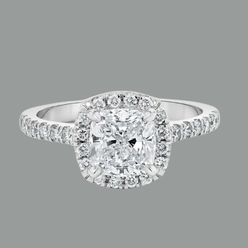 Cushion Cut Moissanite Halo Engagement Ring, Tiffany Design