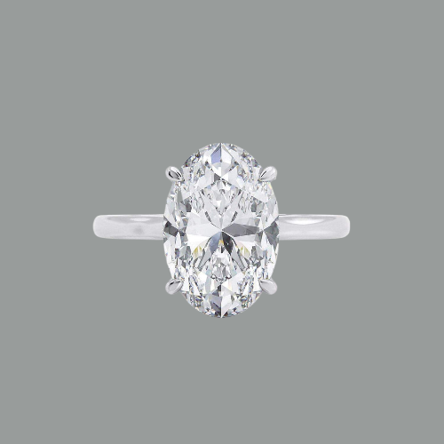 Large Oval Cut Moissanite, Classic Four Claw Engagement Ring