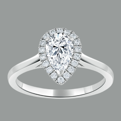 Pear Cut Moissanite Halo Engagement Ring