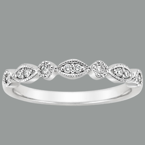 0.18ct Vintage Style Wedding Band, Delicate Half Eternity Ring