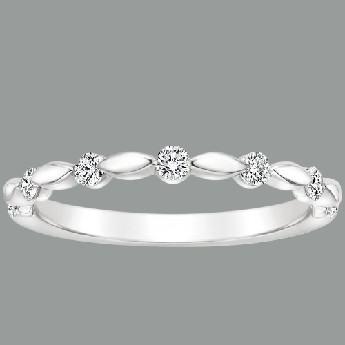 0.18ct Vintage Style Wedding Band, Delicate Half Eternity Ring