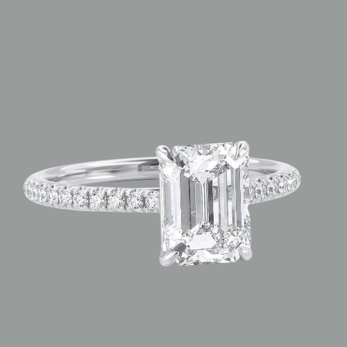 Emerald Cut Moissanite Engagement Ring