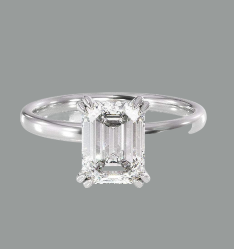 Emerald Cut Moissanite Engagement Ring