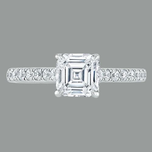 Asscher Cut Moissanite Engagement Ring, Classic Style