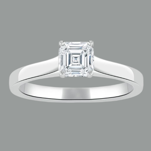 Asscher Cut Moissanite Engagement Ring, Classic Style