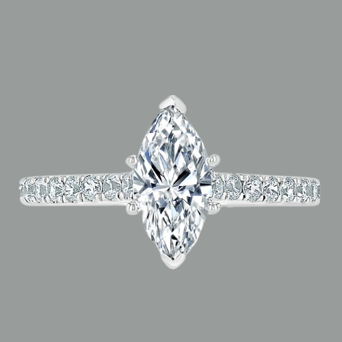 Marquise Cut Moissanite Engagement Ring, Classic Style