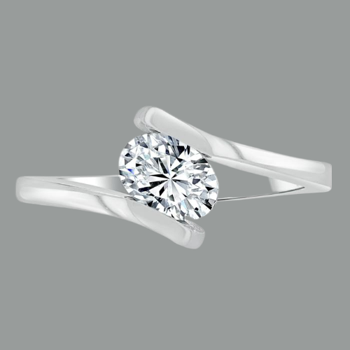 Oval Cut Moissanite Engagement Ring, Twist Design