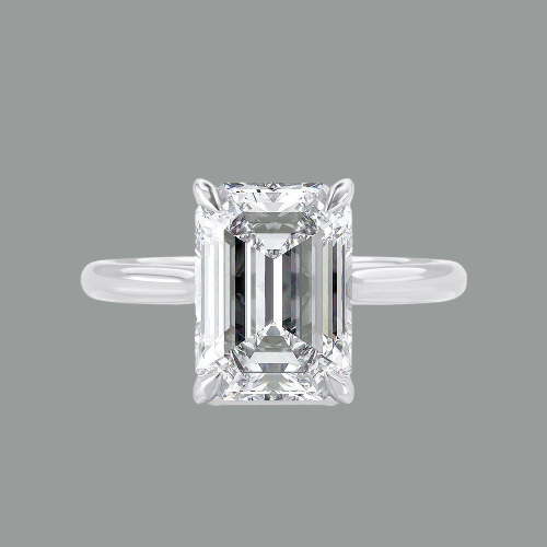 Emerald Cut Hidden Halo Moissanite Engagement Ring