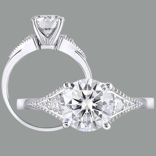 Round Cut Moissanite Engagement Ring