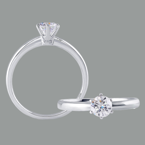 Round Cut Moissanite, Classic Engagement Ring