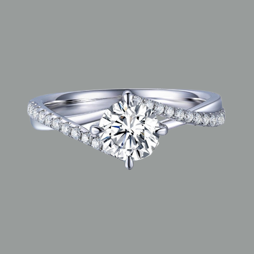 Classic Round Cut Twist Moissanite Engagement Ring