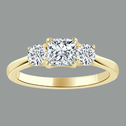 1.35ct Princess Cut Moissanite 3 Stone Engagement Ring