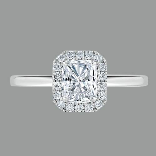Radiant Cut Moissanite Halo Engagement Ring