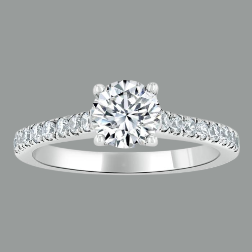 Round Cut Moissanite Engagement Ring, Classic Style