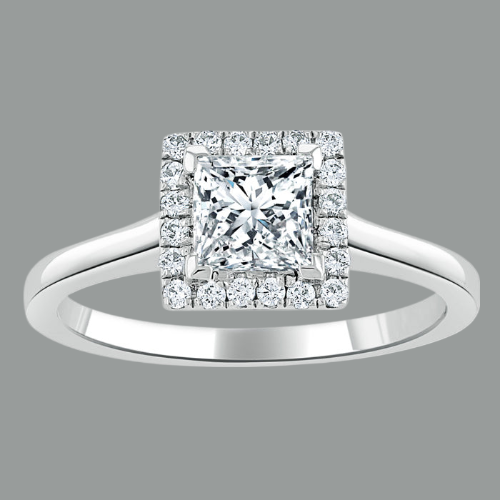 Princess Cut Moissanite Halo Engagement Ring
