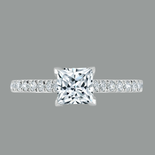 Princess Cut Moissanite Engagement Ring, Classic Style