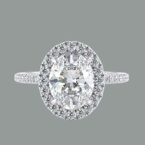 Oval Cut Moissanite, Classic Halo Engagement Ring