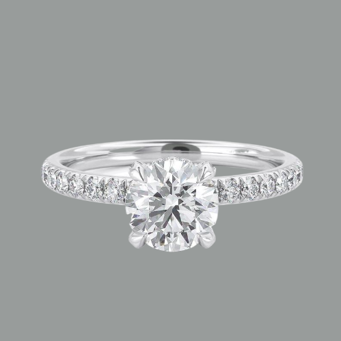 Round Cut Moissanite Engagement Ring, Classic Style