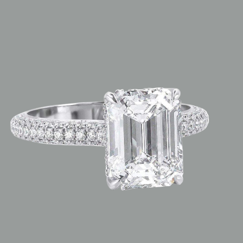 Emerald Cut Moissanite, Classic Engagement Ring