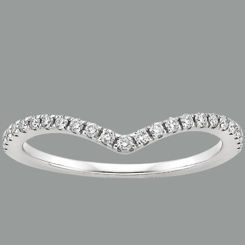 0.18ct Moissanite Wedding Band, Delicate Half Eternity Ring, Wish Bone Ring