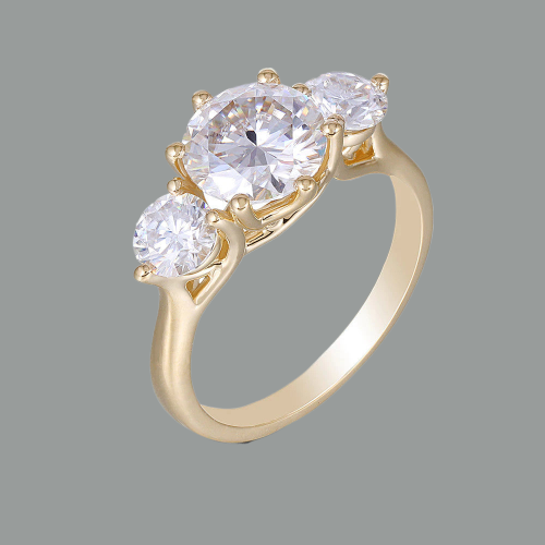 3.50ct Round Cut Moissanite Engagement Ring, 3 Stone Design